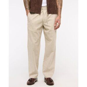 Abercrombie & Fitch Loose Fit Pants Medium Linen Blend Beige Menss Pull On